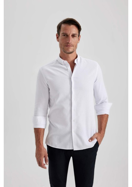 Modern Fit Dokulu Uzun Kollu Gömlek B6582AX23SM
