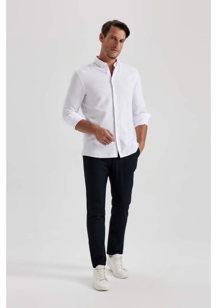 Modern Fit Dokulu Uzun Kollu Gömlek B6582AX23SM