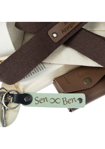 Motorda Tarz Hediye, Isim Plaka ve B Rh (+) Kan Grubu Yazılı 2'li Anahtarlık, K Turkuaz-S Kahve-Sk