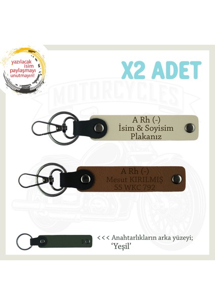 Yolların Sürücülerine, Isim Plaka ve A Rh - Kan Grubu Yazılı X2 Anahtarlık Seti, Kahve-S Kahve-Ysl