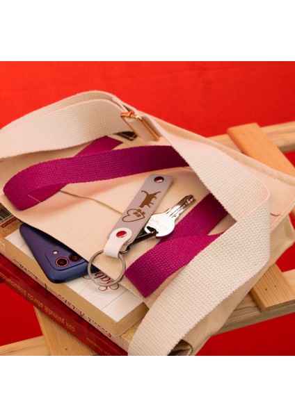 Motosiklet Aşıkları Için, Isim Plaka ve B Rh (+) Kan Grubu Yazılı X2 Anahtarlık, Kırmızı-Pembe-Laci