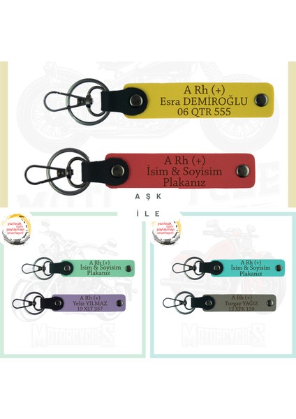 Asfaltın Tozunu Attıranlara X2 Anahtarlık Isim Plaka ve 0+ Kan Grubu Yazılı, Nar Çiçeği-K Turkuaz-Sk fiyatları