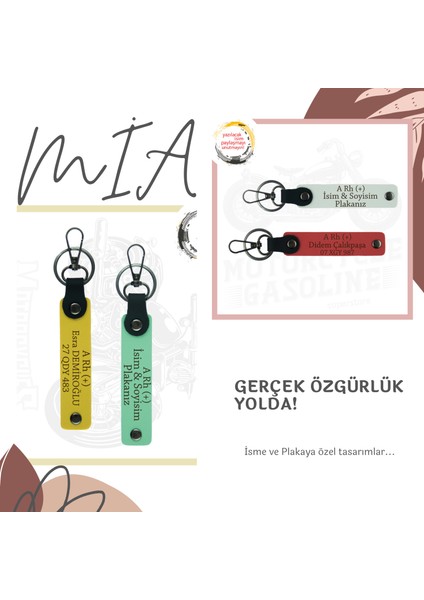 Hız Aşıkları Için Özel Isim Plaka ve A Rh (+) Kan Grubu Yazılı X2 Anahtarlık, Nar Çiçeği-Kül Gri-Ysl fiyatları