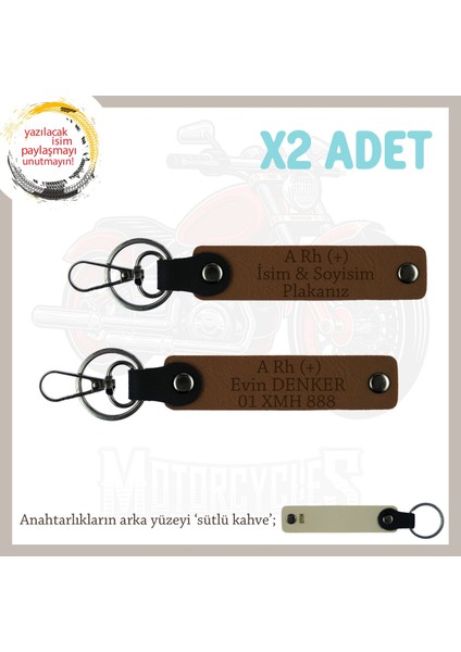Hız Severlere, Isim Plaka ve A+ Kan Grubu Yazılı Özel Üretim X2 Anahtarlık, Sürpriz Hediye, Kahve-Sk