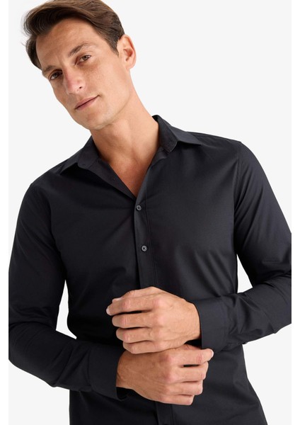 Slim Fit İtalyan Yaka Non Iron Ütü Gerektirmeyen Uzun Kollu Gömlek A7803AX24SP