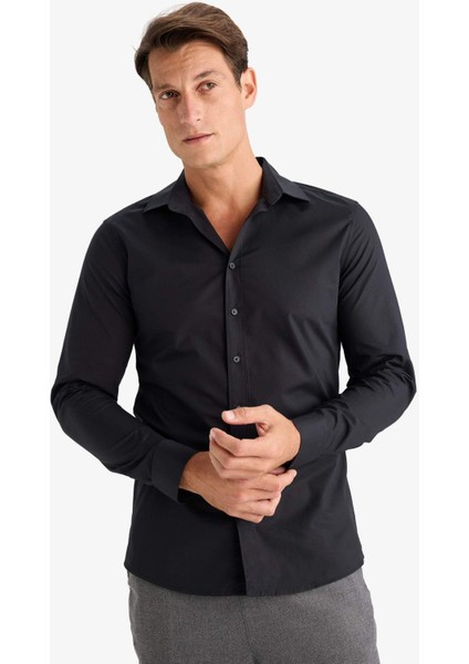 Slim Fit İtalyan Yaka Non Iron Ütü Gerektirmeyen Uzun Kollu Gömlek A7803AX24SP fırsatları