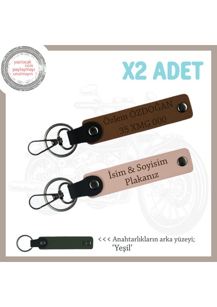 Araba Tutkunlarına Özel, Istenilen Isim ve Plaka Yazılabilen X2LI Anahtarlık, Yavruağzı-Kahve-Ysl