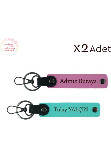 14 Şubat Için Özel Hediye, Isimli 2’li Anahtarlık Takımı, Pembe-Turkuaz