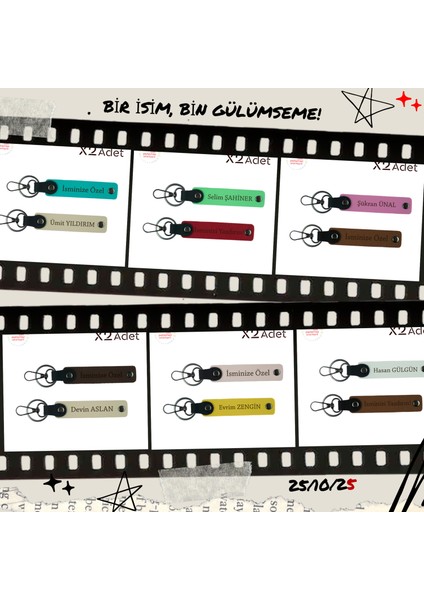 Aşkı Yaşat – Bozkurt ve Ayyıldız Desenli Kişisel Deri Anahtarlık Hediyelik Set X2, Sarı-Kahve fiyatları