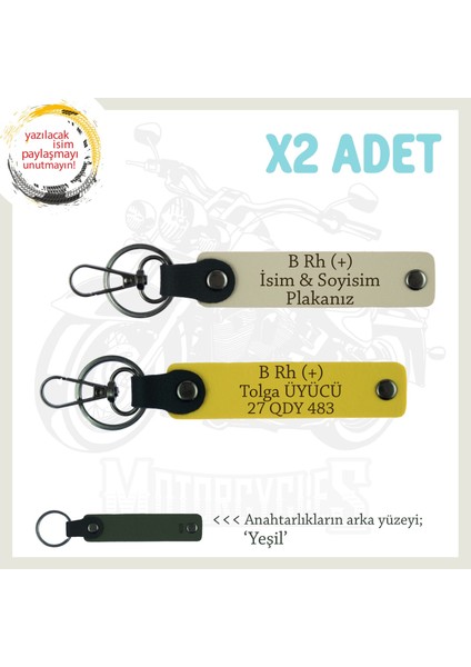 Yol Arkadaşlarına Özel Isim Plaka, B Rh (+) Kan Grubu Yazılı Kişisel X2 Anahtarlık, Sarı-S Kahve-Ysl