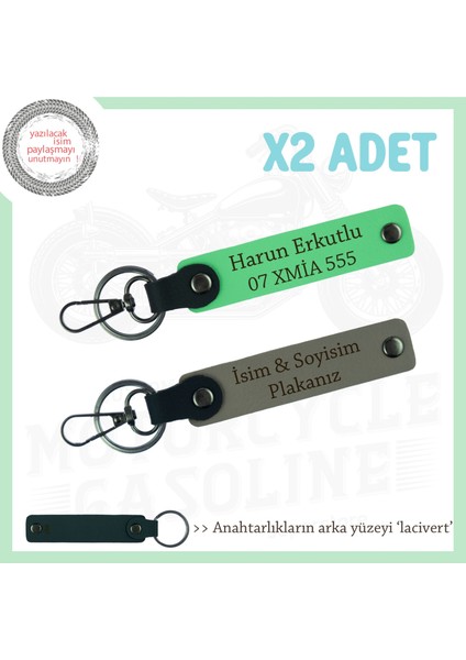 Lojistik Firma Çalışanlarına Özel Isim ve Plaka Yazılı X2 Anahtarlık Armağan, Kül Gri-F Yeşil-Laci