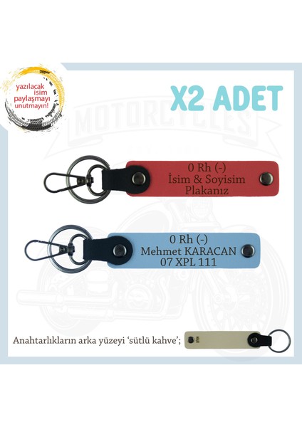 Yol Arkadaşları Için, Isim Plaka ve 0- Kan Grubu Kişiye Özel X2 Anahtarlık Set, Nar Çiçeği-Mavi-Sk
