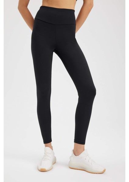 Fit Siyah Yüksek Bel İçi Yumuşak Tüylü Beli Saran Basic Sporcu Tayt W8206AZ24SP