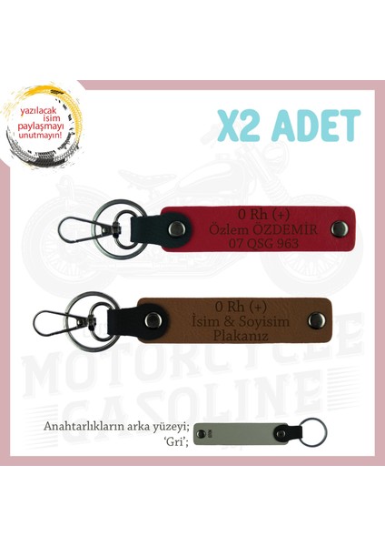 Yol Arkadaşlarına, Isim Plaka ve 0 Rh (+) Kan Grubu Yazılı Acil Durum Anahtarlığı, Kahve-Kırmzı-Gr