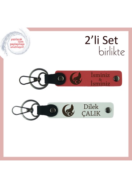 Bozkurt ve Ayyıldız Deri Anahtarlık Set – Milli Ruhla Hazırlanmış Kişisel Hediye, Nar Çiçeği-Beyaz