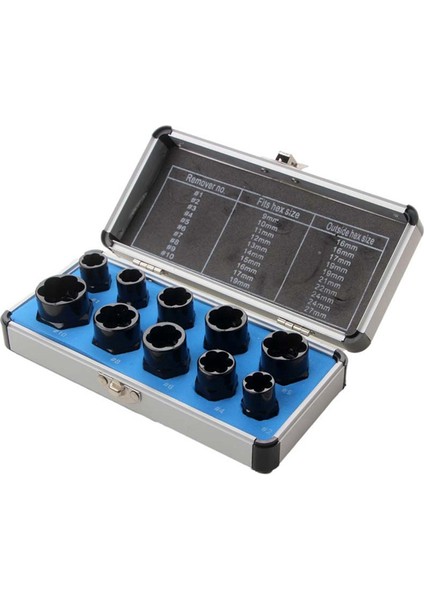 10 Adet Somun Sökme Somun Hasarı Cıvata Çıkarma Aleti Seti Yüksek (Yurt Dışından)