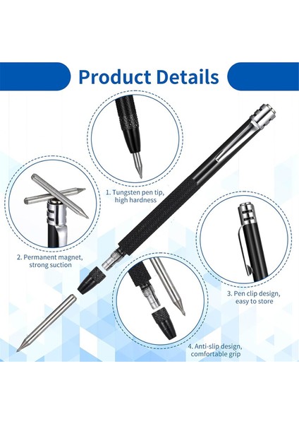 Tungsten Karbür Çizici ve Mıknatıslı 12 Yedek Işaretleme Ucu (Yurt Dışından)