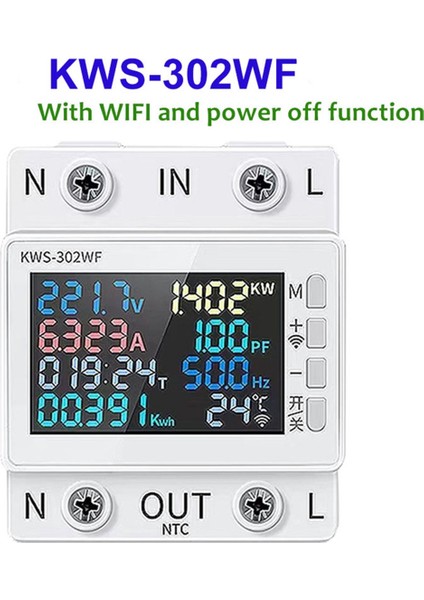 Tuya Wifi Güç Ölçer Renkli Ekran 2p Çok Işlevli Ac Enerji Ölçer-A (Yurt Dışından)