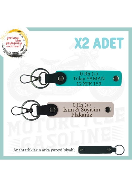 Yol Arkadaşlarına Özel, Isim Plaka ve 0 Rh (+) Kan Grubu 2'li Anahtarlık Takım, Pudra-K Turkuaz-Syh