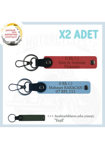 Yol Arkadaşları Için, Isim Plaka ve 0- Kan Grubu Kişiye Özel X2 Anahtarlık Set, Nar Çiçeği-Mavi-Ysl
