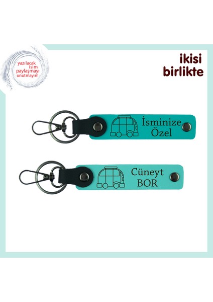 Kampçılık Sevdalısı Sevgiliye, Isme Özel Anahtarlık Takımı, Isim Yazılı, Koyu Turkuaz-Turkuaz