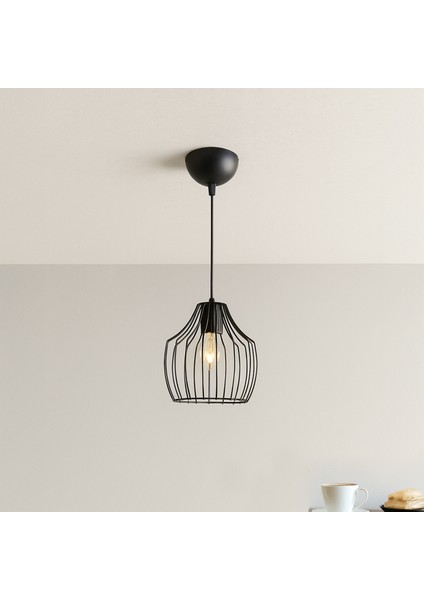 Nisa Luce Burgaz Modern Tekli Avize - Siyah - 65X20X20 cm