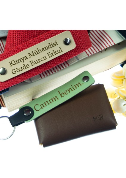 Dayıya Doğum Günü Hediyesi, Isimli & Soyisimli 2’li Anahtarlık Seti, Pembe-Lacivert modelleri