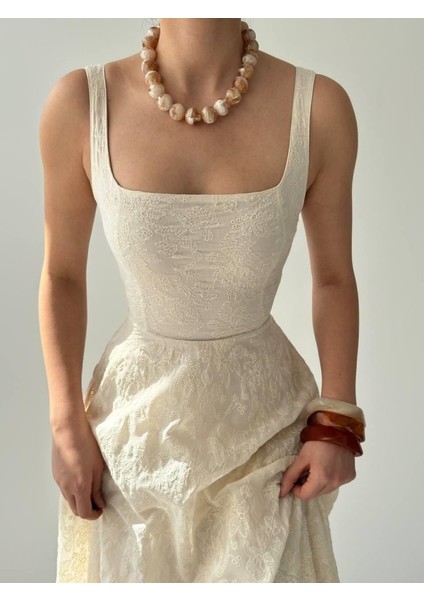 Cuper Çiçek Detaylı Elbise