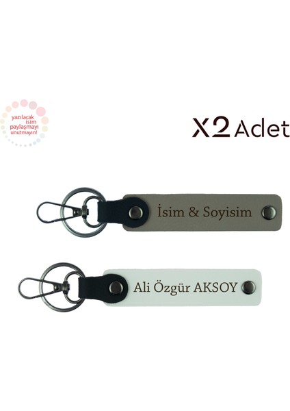 Nişanlıya Romantik Dokunuş – Çiftler Için 2’li Isimli Anahtarlık Hediyesi, Kül Gri-Beyaz