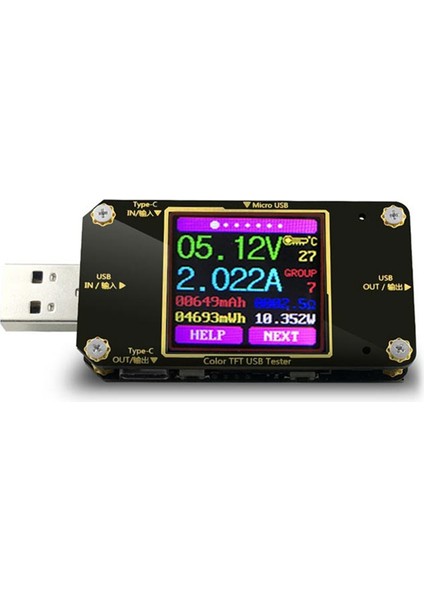 A3 USB Test Cihazı Renkli Tip-C Dijital Voltmetre (Yurt Dışından)