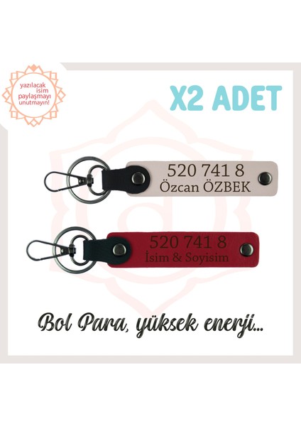 Kırmızı-Pudra, Adınıza Özel Bolluk Getiren Hediyelik X2 Anahtarlık 520 741 8 Manevi Denge ve Enerji