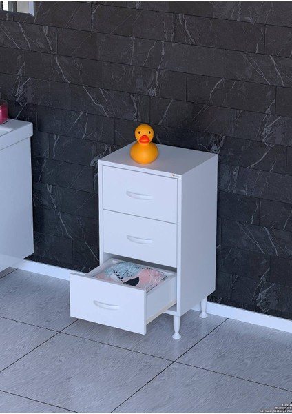 40X75X32,5 Cm’ Lik 3'lü Çekmeceli Dolap Organizatör Mutfak Dolabı Çok Amaçlı Dolap