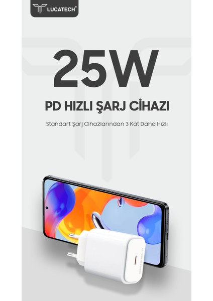 iPhone 15 / 15 Pro / 15 Pro Max Xiaomii 13 / 13 Pro / 13 Ultra Uyumlu Typec Hızlı Şarj Cihazı 25W