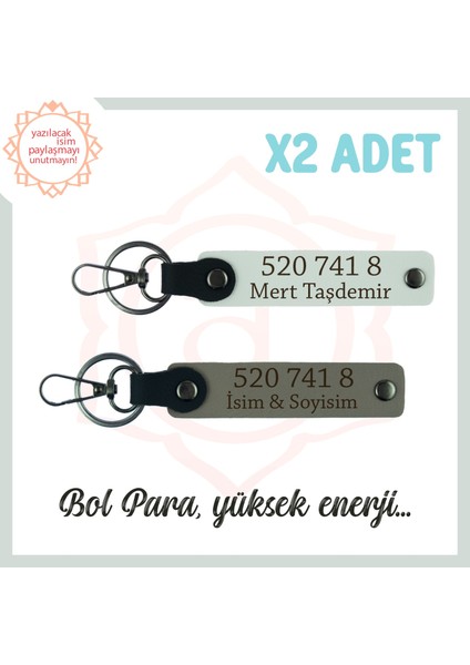 Kül Gri-Beyaz, Adınıza Özel Bolluk Getiren Hediyelik X2 Anahtarlık 520 741 8 Manevi Denge ve Enerji