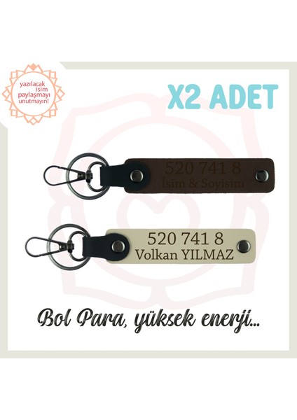 Koyu Kahve-S Kahve, Isme Özel Enerji Manevi Huzur, 520 741 8 Başarı ve Denge 2'li Anahtarlık Set