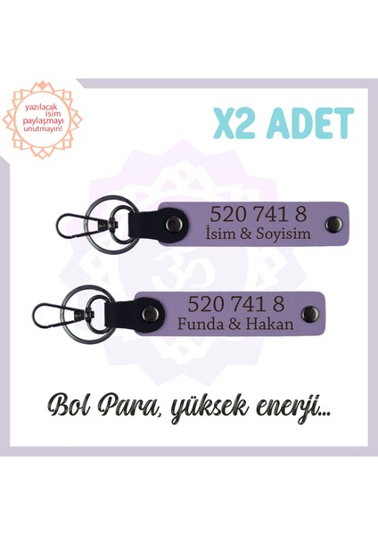 Mor , Kişiselleştirilebilir, Manevi Huzur Sayıları, Hediyelik 520 741 8 Kod Enerji 2'li Anahtarlık