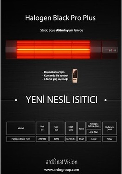 Inox Halogen Black Pro Plus 3000 Watt Kumandalı Dış Mekan Isıtıcı fiyatları