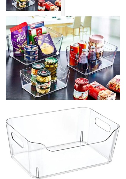 Clear 7 Litre Dolap Içi Düzenleyici Sepet, Saklama Kutusu, Banyo ve Mutfak Organizer (300X210X120MM)