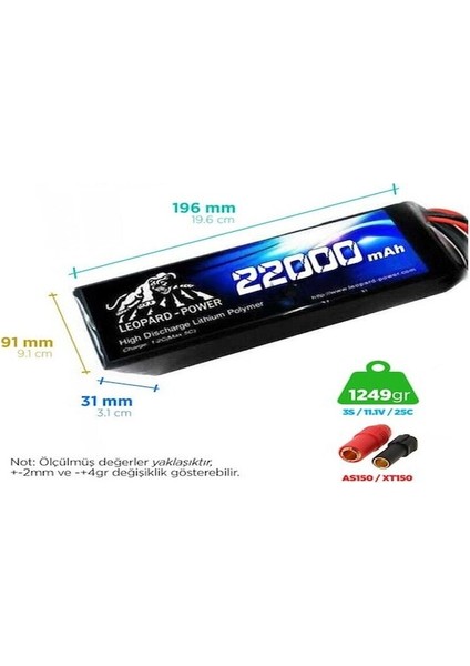 22000 Mah 11. 1V 3s 25C Uav & Multirotor Lityum Polimer Lipo Batarya Pil