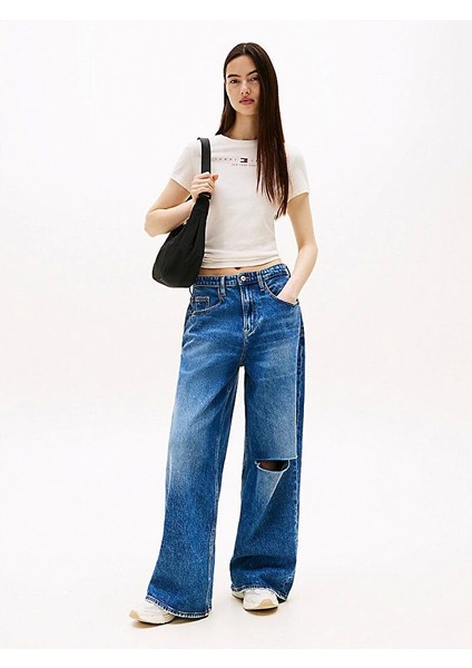 Tjw Slım Tj Us Lınear Ss Tee Kadın Beyaz T-Shirt DW0DW21422YBH fiyatları