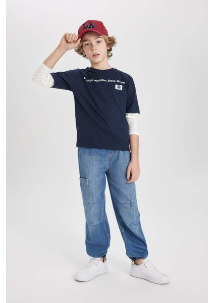 Erkek Çocuk Bisiklet Yaka Penye Uzun Kollu Baskılı Tişört B7370A824SP indirimleri