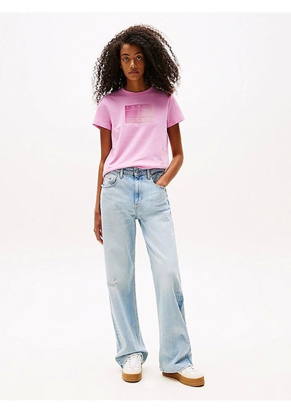 Tjw Reg Gradıent Flag Ss Kadın Pembe T-Shirt DW0DW20905U06