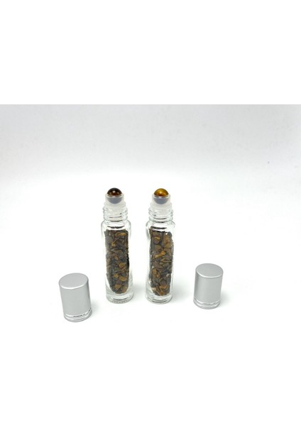 Renkli Kaplan Gözü Doğal Taş Esans Şişesi ve Roller Masaj Aleti 10ML indirimleri