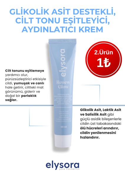 Cilt Tonu Esitleyici, Glikolik Asit, Peeling Etkili, Aydınlatıci ve Yenileyici Krem 50 ml