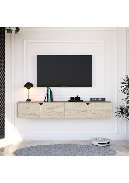 Nova 180 cm Duvara Monte Kapaklı Modern Tv Ünitesi Ekonomik Tv Ünitesi Traverten fiyatları
