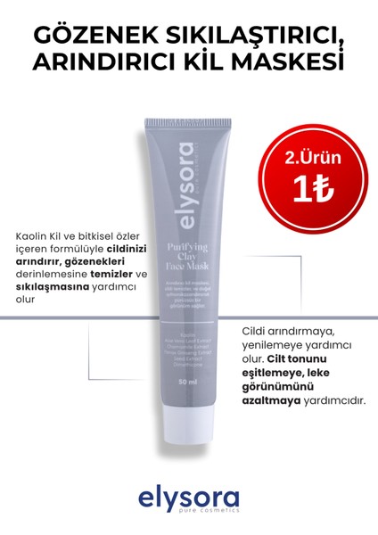 Gözenek Sıkılaştırıci, Siyah Nokta Karşıtı, Arındırıcı ve Yenileyici Kil Maskesi 50 ml