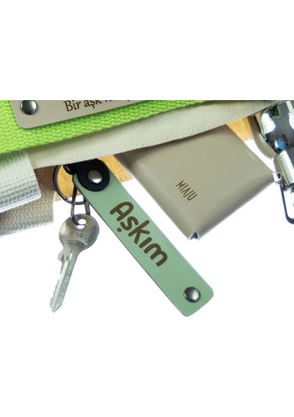 Yol Arkadaşlarına Özel, Isim Plaka ve A Rh (-) Kan Grubu Yazılı X2 Anahtarlık, Pudra-K Turkuaz-Ysl