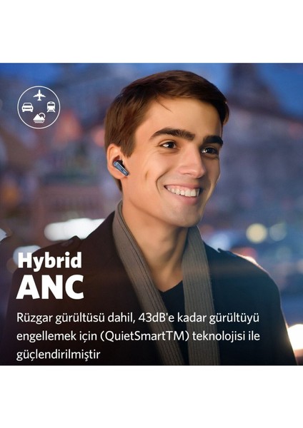 Air Pro 3 TW500B Siyah 6 Mikrofonlu Enc + Hybrid Anc Ipx5 Suya Dayanıklı, Bluetooth Kulaklık