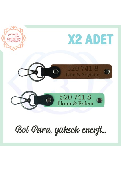 A Kahve-Yeşil, Kişiselleştirilebilir, Başarı Dolu, Hediyelik 520 741 8 Manevi Huzur 2'li Anahtarlık