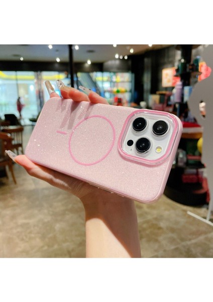 Iphone 14 Telefon Kılıfı Simli Parlak Işıltılı Magsafe Destekli Kılıf